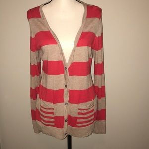 Red and tan striped cardigan